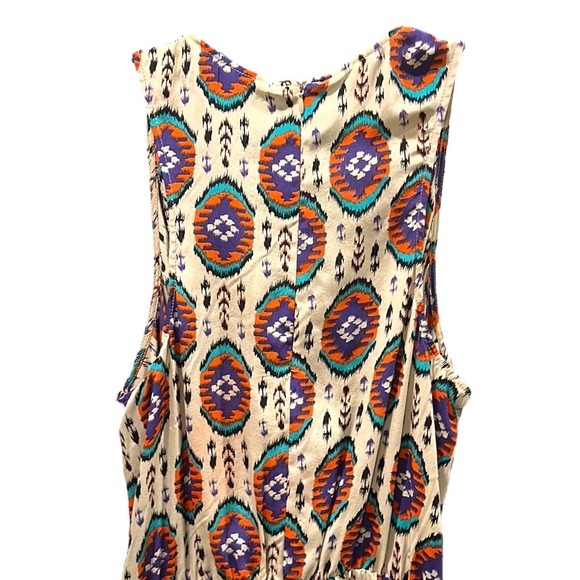 Rory Beca Silk Tribal Aztec Printed Wrap Front Draped Romper - L - Picture 6 of 12